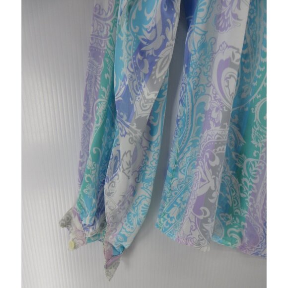 VINTAGE Eva Laurel Top 12 Blouse Paisley Striped Button Up Boho 90s - Picture 3 of 11